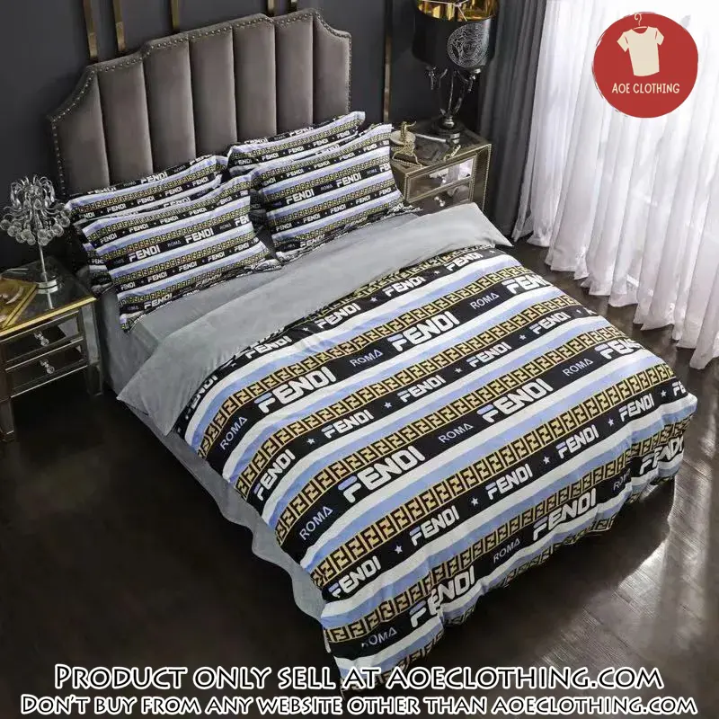 Fendi roma luxury brand premium bedding set bedspread duvet cover set home decor aoe0813060
